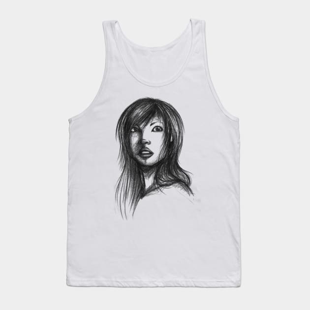 Beautiful Woman Artist Pencil Sketch 2 Tank Top by LironPeer